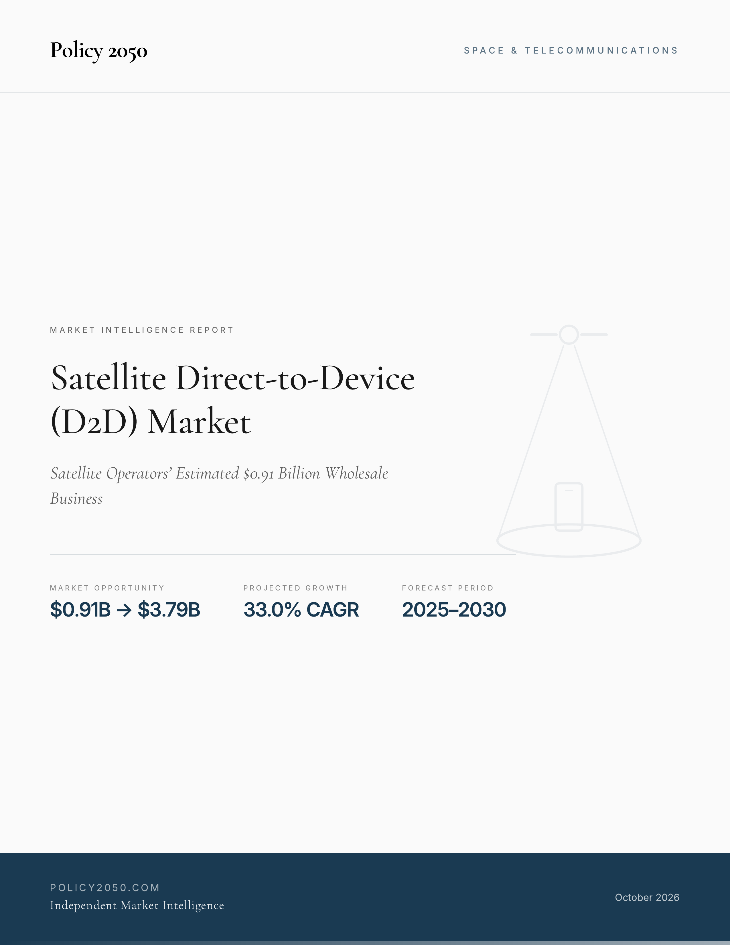 Satellite Direct-to-Device (D2D) Market Forecast to 2030 — Policy2050 report cover